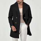 Herren eleganter Wollmantel mit doppelter Knopfleiste und modernem Schnitt R&B