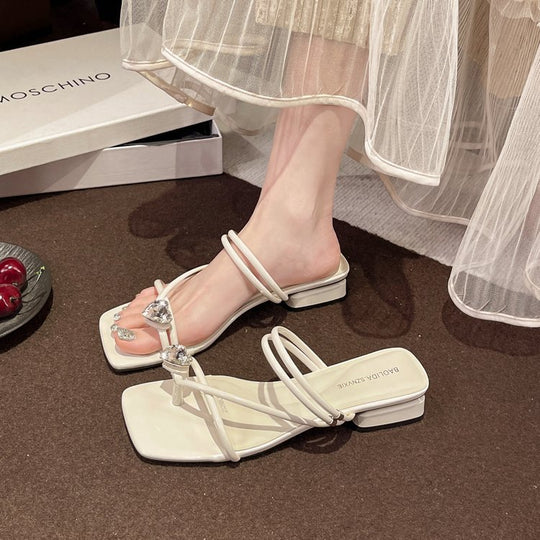 Damen elegante Sandaletten mit chicem Querriemen und Glitzer-Akzent R&B