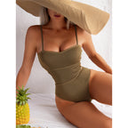 Damen Einteiler Badeanzug mit elegantem Rippendesign und figurschmeichelnder Silhouette R&B