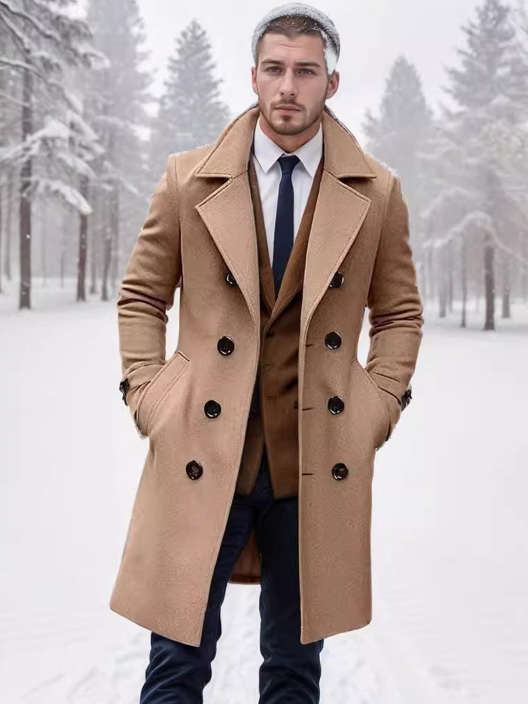 Herren eleganter Woll-Mantel R&B