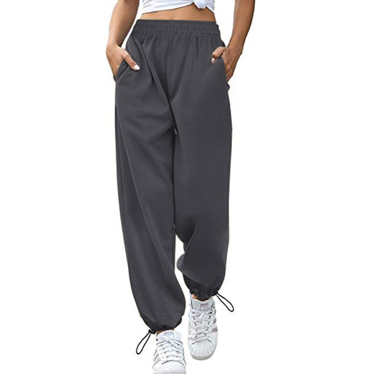 Damen lässige Sporthose mit hohem Bund und seitlichen Taschen R&B