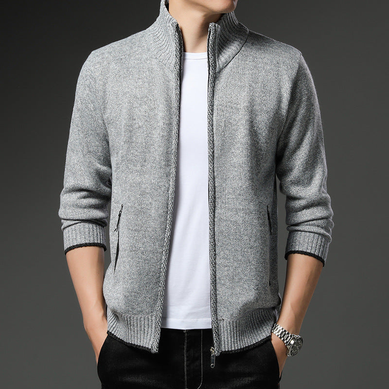 Herren Fleecejacke mit hochgeschlossenem Kragen und praktischen Reißverschlusstaschen R&B