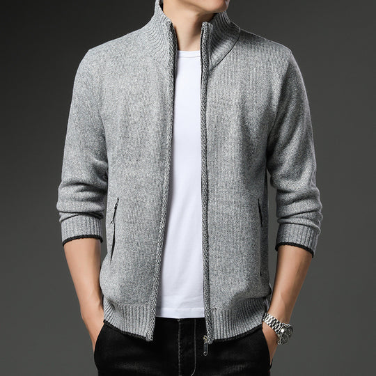 Herren Fleecejacke mit hochgeschlossenem Kragen und praktischen Reißverschlusstaschen R&B