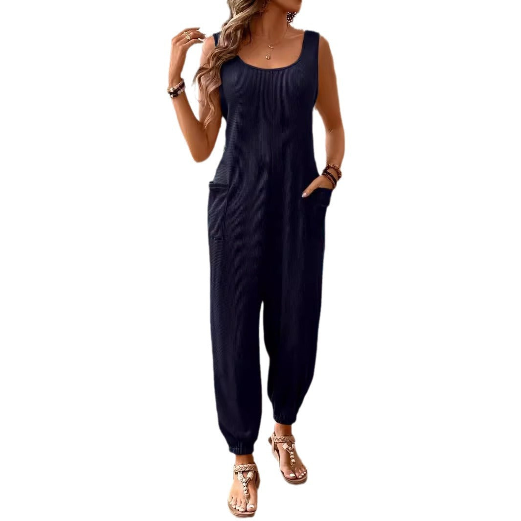 Damen Overall mit Taschen und weitem Bein R&B