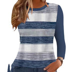 Damen Lässig gestreiftes Langarmshirt mit modischem Schnitt R&B