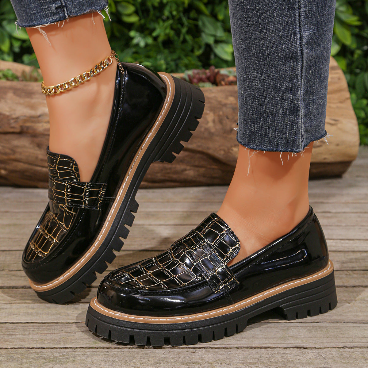 Damen Loafers mit glattem Obermaterial und robustem Profilsohle R&B