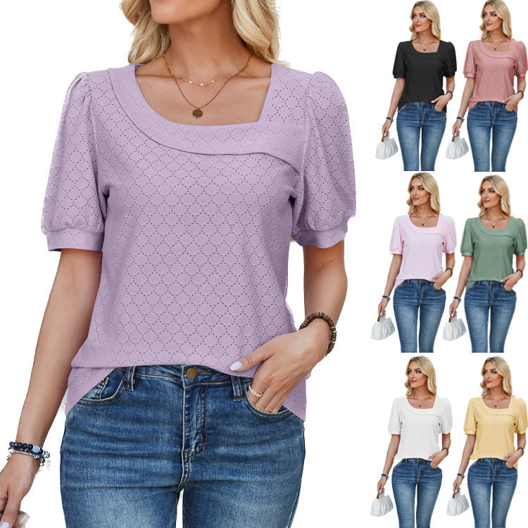 Damen Eleganter Blusen mit Puffärmeln R&B