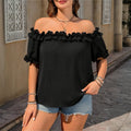 Damen Off-Shoulder Oberteil mit Rüschendetails R&B