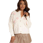Damen Strickjacke mit floralen Details und Knopfverschluss R&B