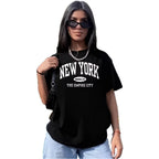Damen lässiges Oversize T-Shirt mit New York Schriftzug R&B