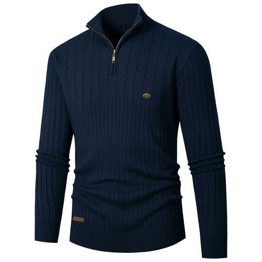 Herren Pullover mit Stehkragen und Feinstrick R&B