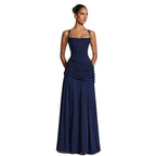 Damen Elegantes Maxikleid mit tailliertem Design und zarten Raffungselementen R&B