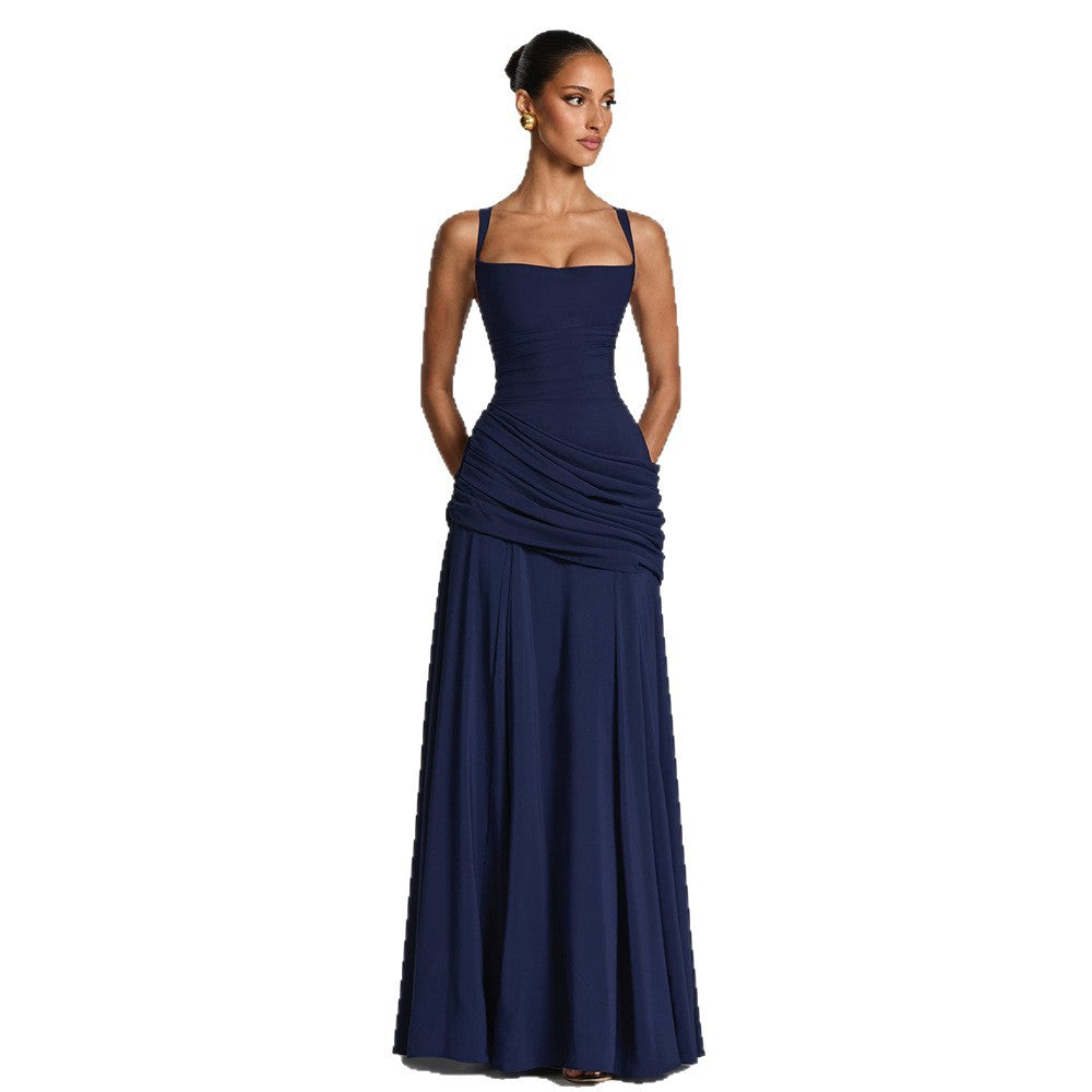 Damen Elegantes Maxikleid mit tailliertem Design und zarten Raffungselementen R&B