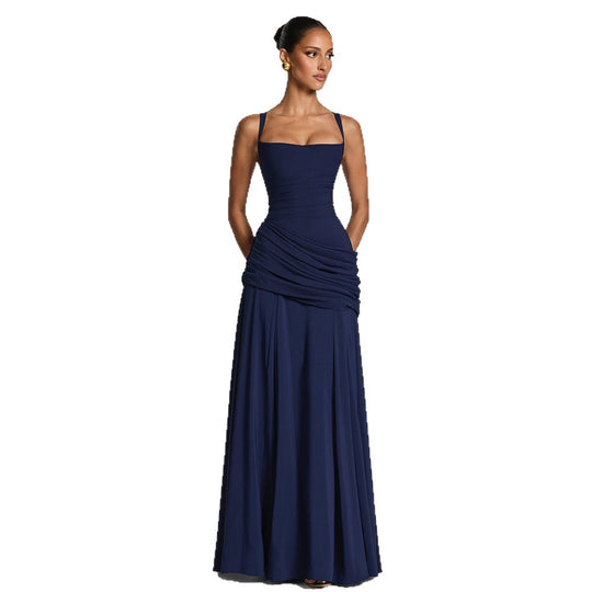 Damen Elegantes Maxikleid mit tailliertem Design und zarten Raffungselementen R&B