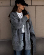 Damen Grobstrick-Cardigan mit einzigartigen Strukturmustern und praktischen Taschen R&B