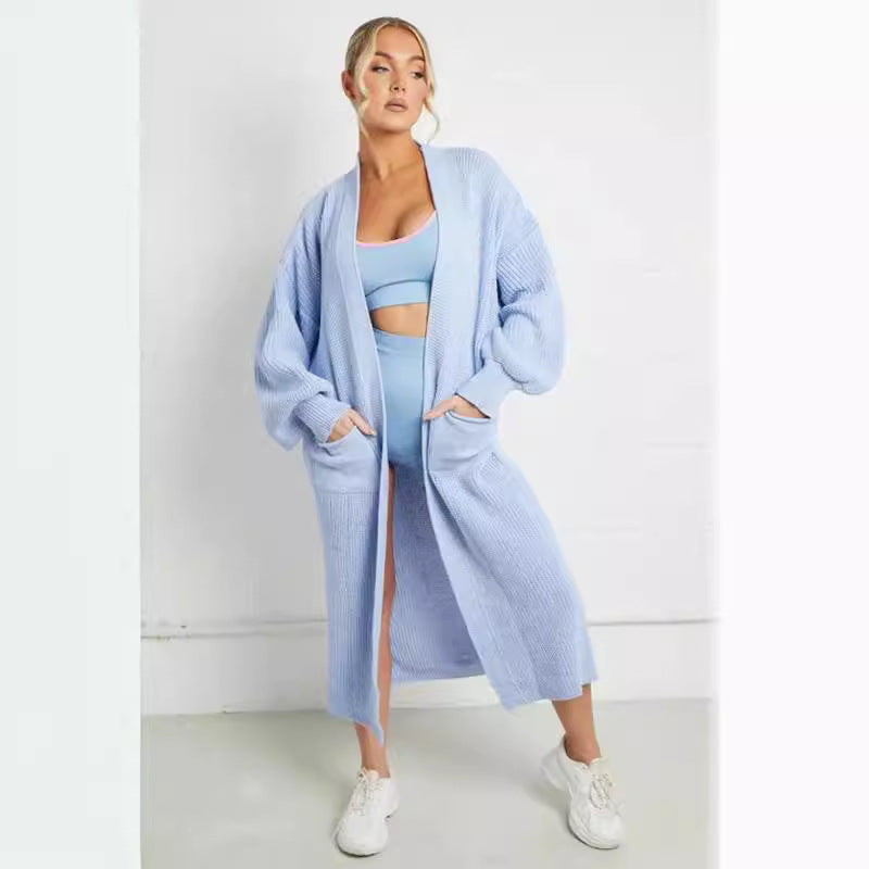 Damen Langstrickjacke mit grober Maschenstruktur und praktischen Taschen R&B