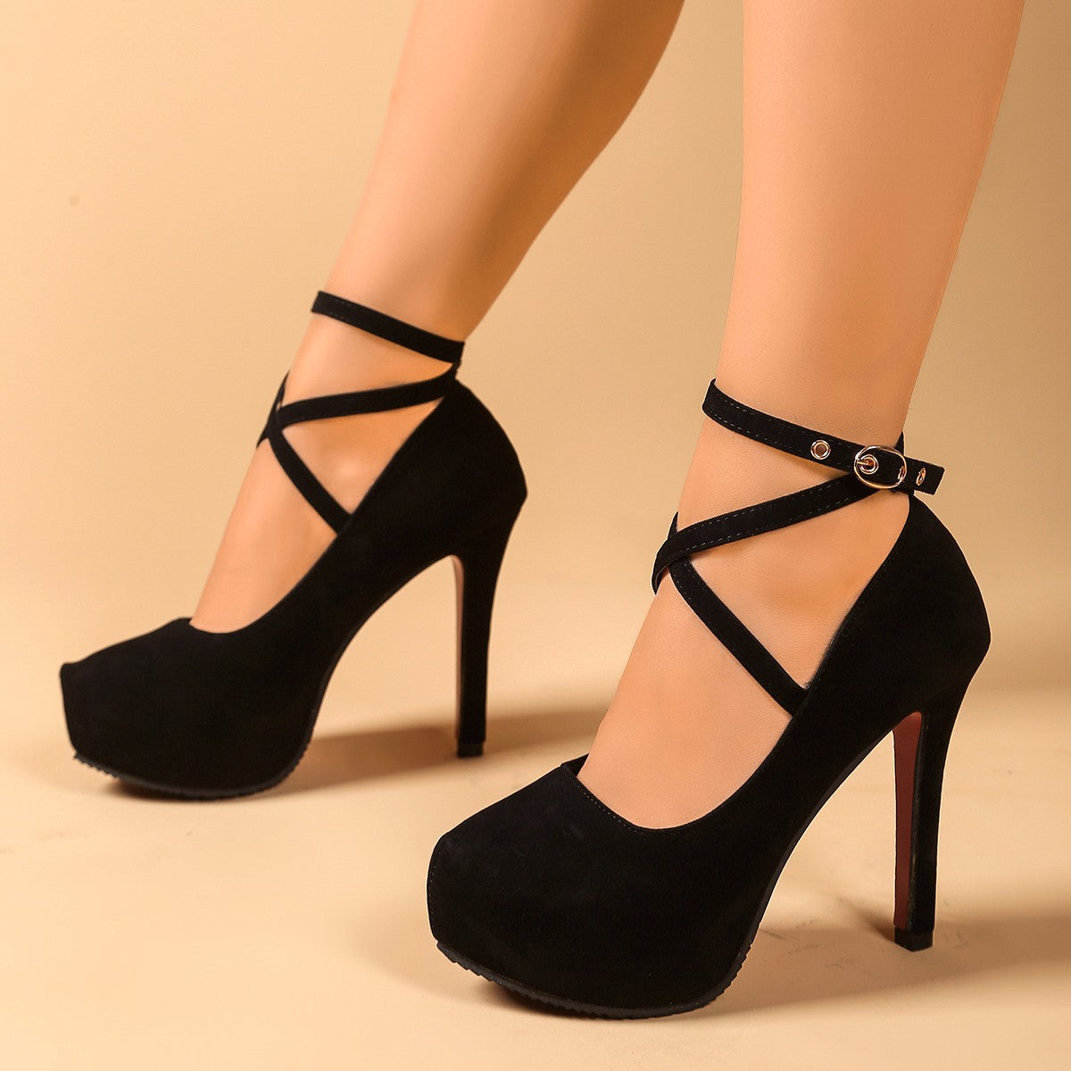 Damen High-Heels mit raffiniertem Riemendesign und geschwungenem Absatz R&B