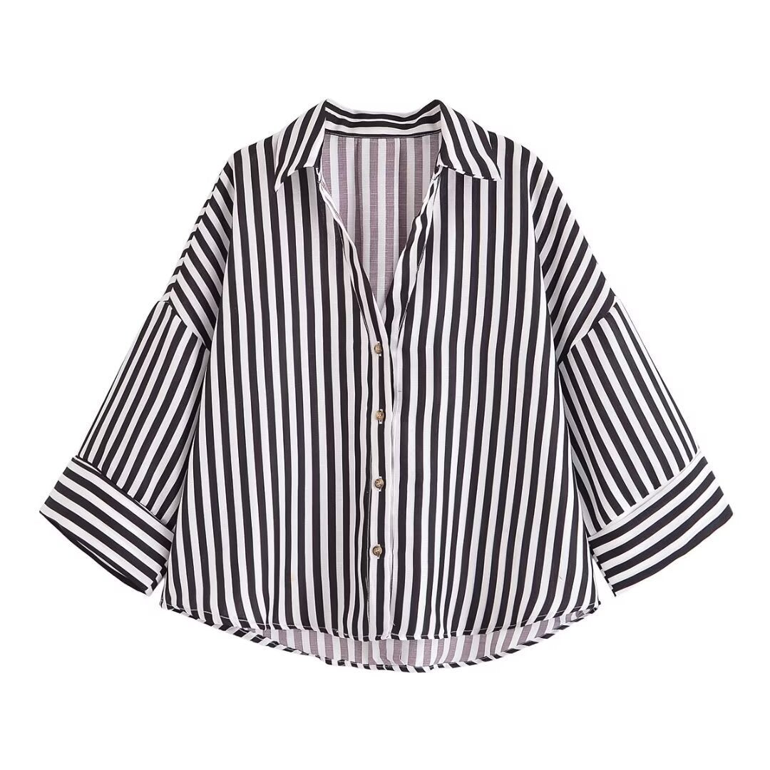 Damen Hemdblusenshirt mit lässigem Schnitt und eleganten 3/4-Ärmeln R&B