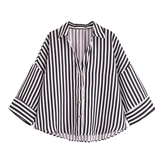 Damen Hemdblusenshirt mit lässigem Schnitt und eleganten 3/4-Ärmeln R&B
