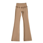 Damen Hochtaillierte Bootcut-Leggings mit Rüschendetails