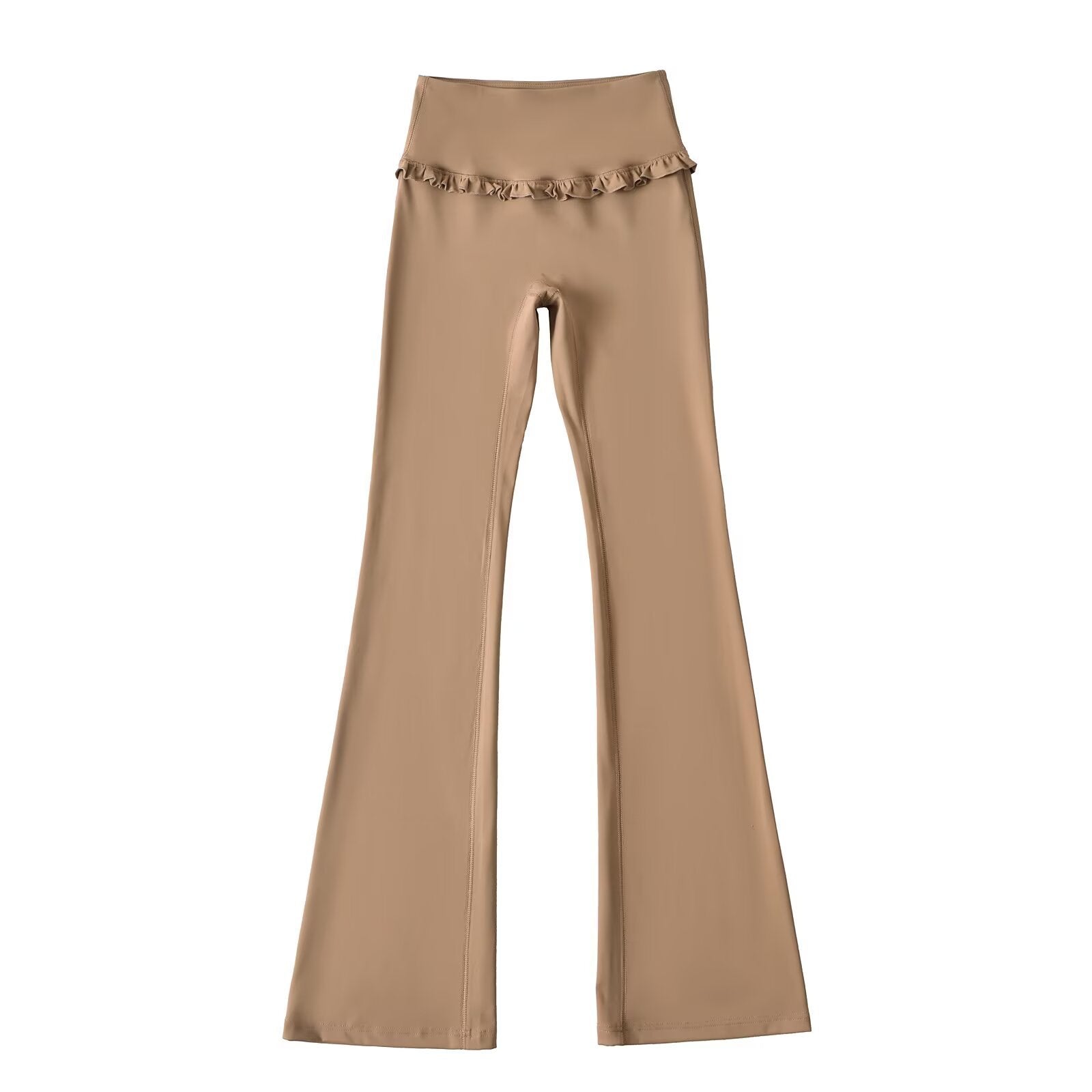 Damen Hochtaillierte Bootcut-Leggings mit Rüschendetails