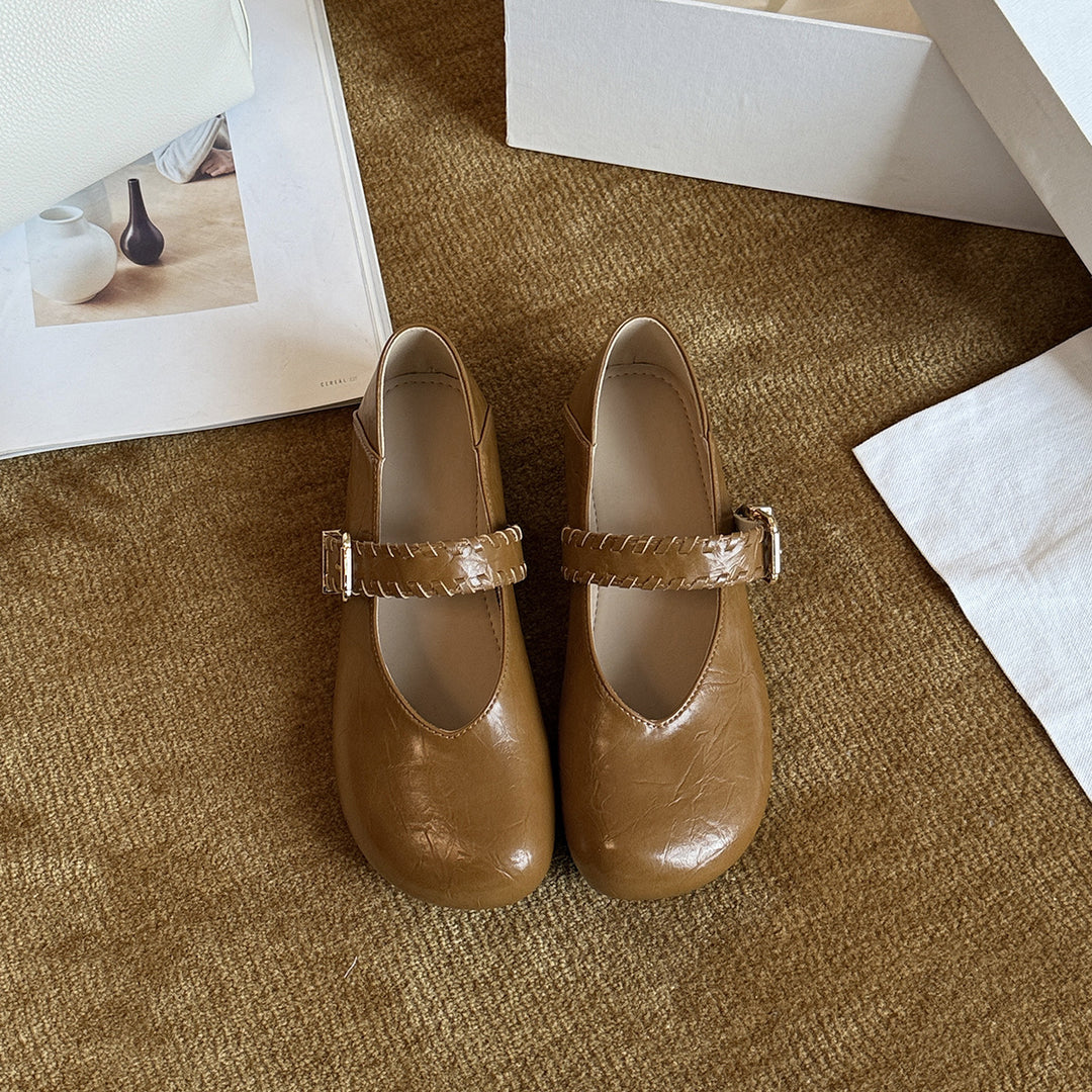 Damen Ballerinas mit modischem Riemchen und glänzender Oberfläche R&B