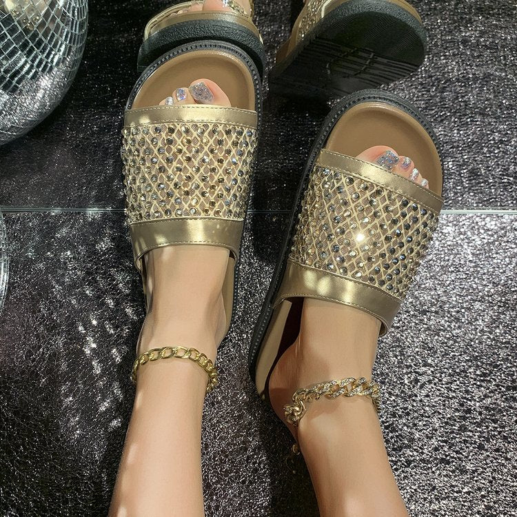 Damen Glamouröse Sandalen mit funkelndem Strassbesatz R&B
