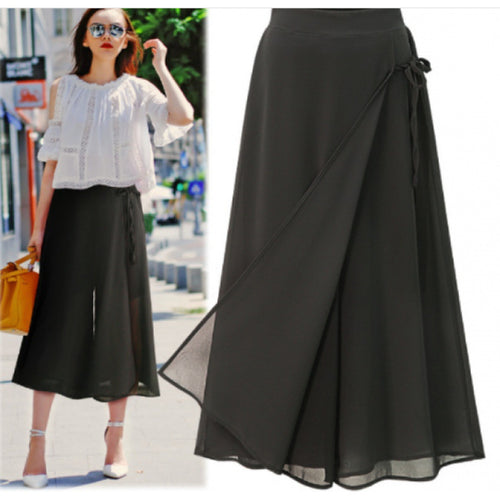 Damen Langer Wickelrock aus fließendem Chiffon R&B