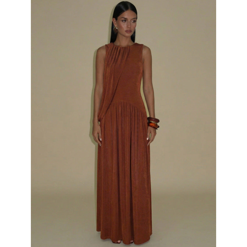 Damen Elegantes Maxikleid mit asymmetrischem Schnitt und fließendem Stoff R&B