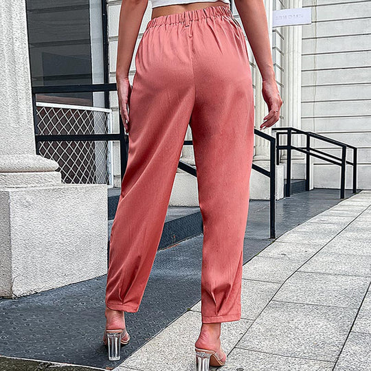 Damen Elegante High-Waist-Hosen im modernen Schnitt mit Faltendetails R&B