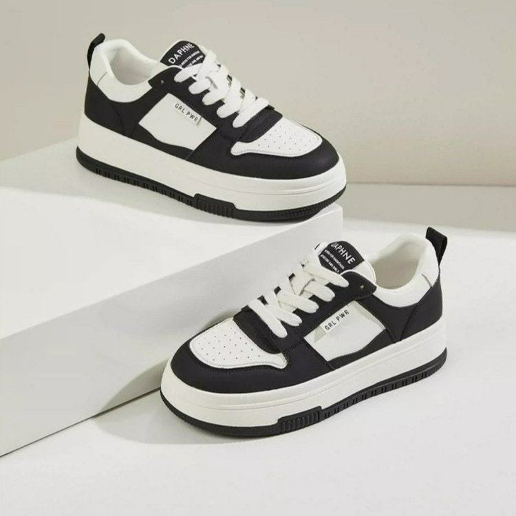 Damen Modische Lockere Sneakers mit hoher Sohle und atmungsaktiver Leder-Oberfläche R&B