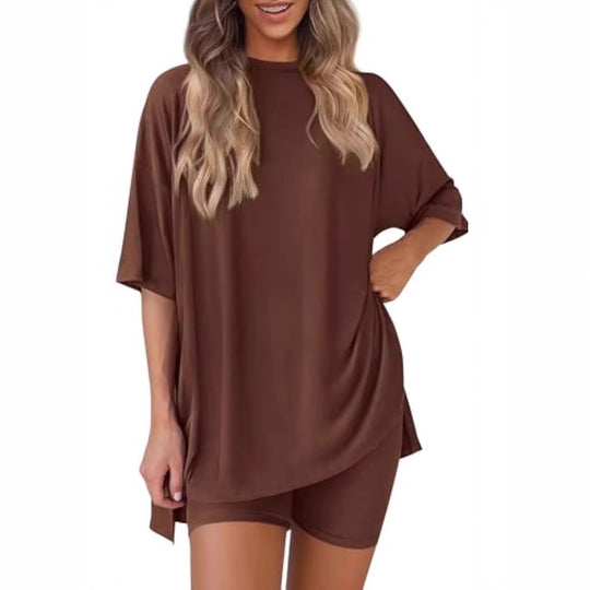 Damen lässiges Sport-T-Shirt mit Shorts im Set R&B