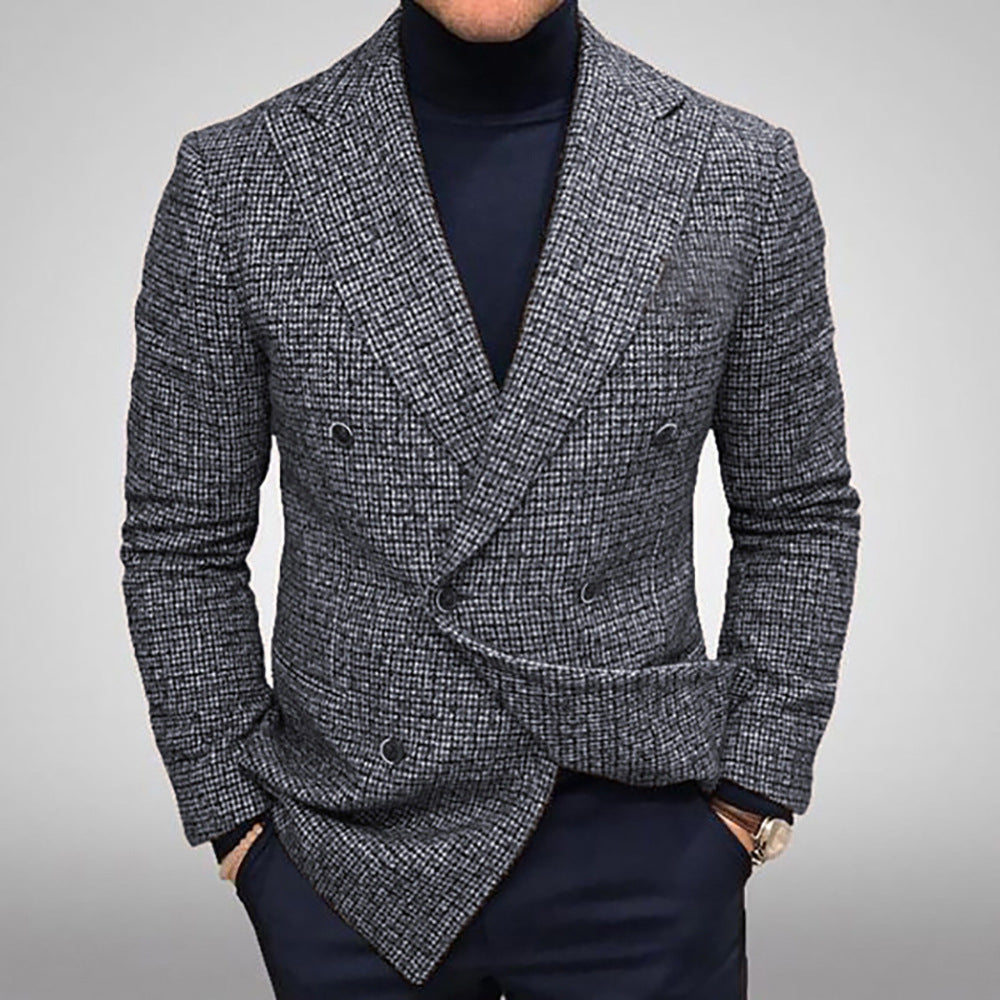 Herren modischer doppelreihiger Blazer mit feinem Strukturdesign R&B
