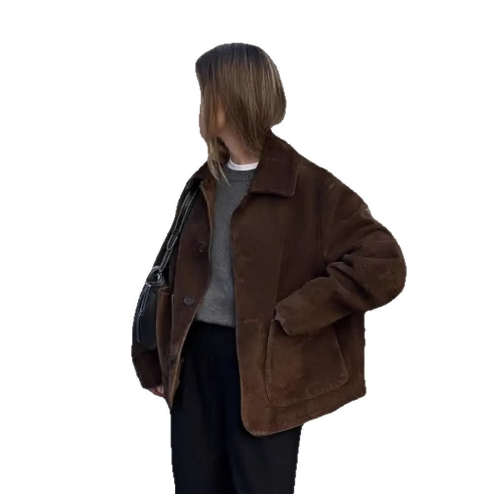 Damen Modische Jacke mit oversized Schnitt und lässigen Taschen R&B