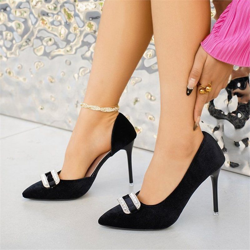 Damen elegante spitze Stiletto-Pumps mit funkelndem Schmuckdetail R&B