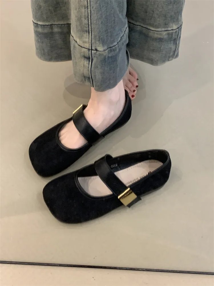 Damen elegante Ballerina-Schuhe mit dekorativem Riemchen und komfortablem Fußbett R&B