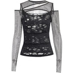 Damen Modisches Oberteil mit transparentem Mesh-Design und raffinierten Cut-Outs