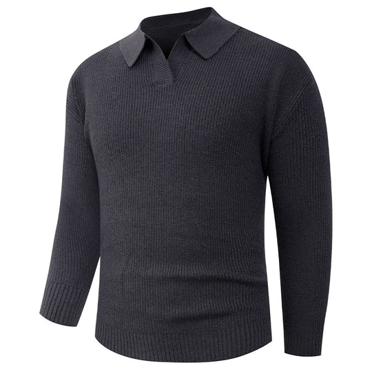Herren eleganter Strickpullover mit modernem V-Ausschnitt und strukturiertem Design R&B