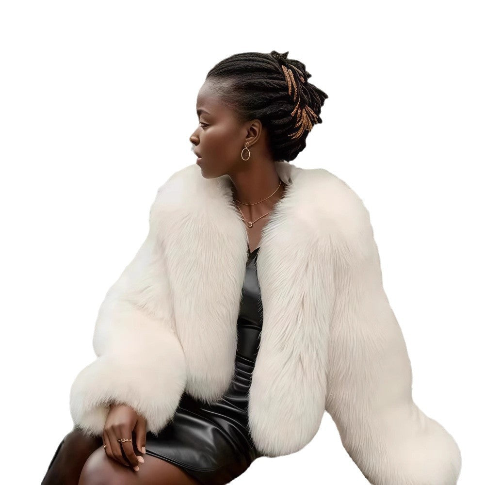 Damen Fleece Kunstpelzmantel R&B