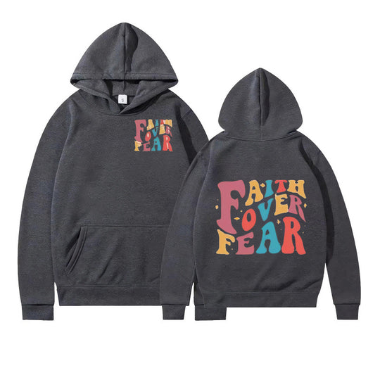 Damen Kapuzenpullover mit kreativem Schriftzug und weichem Innenfleece R&B