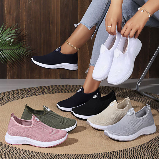 Damen Bequeme Slip-On Sneakers mit atmungsaktivem Obermaterial und gepolsterter Sohle R&B