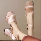 Damen Plateau-High-Heels mit schickem Riemen R&B