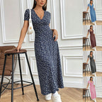 Damen Maxikleid mit elegantem Wickelausschnitt und floralem Muster R&B