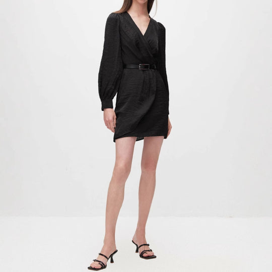 Damen Wickelkleid mit eleganter Struktur und Gürteldetail R&B