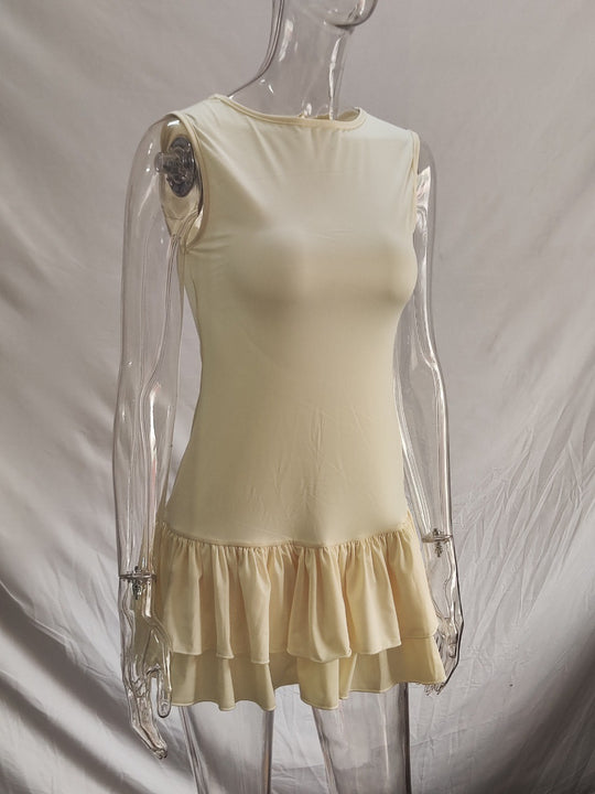 Damen Verspielt Minikleid mit voluminösen Rüschen und schickem Schnitt R&B