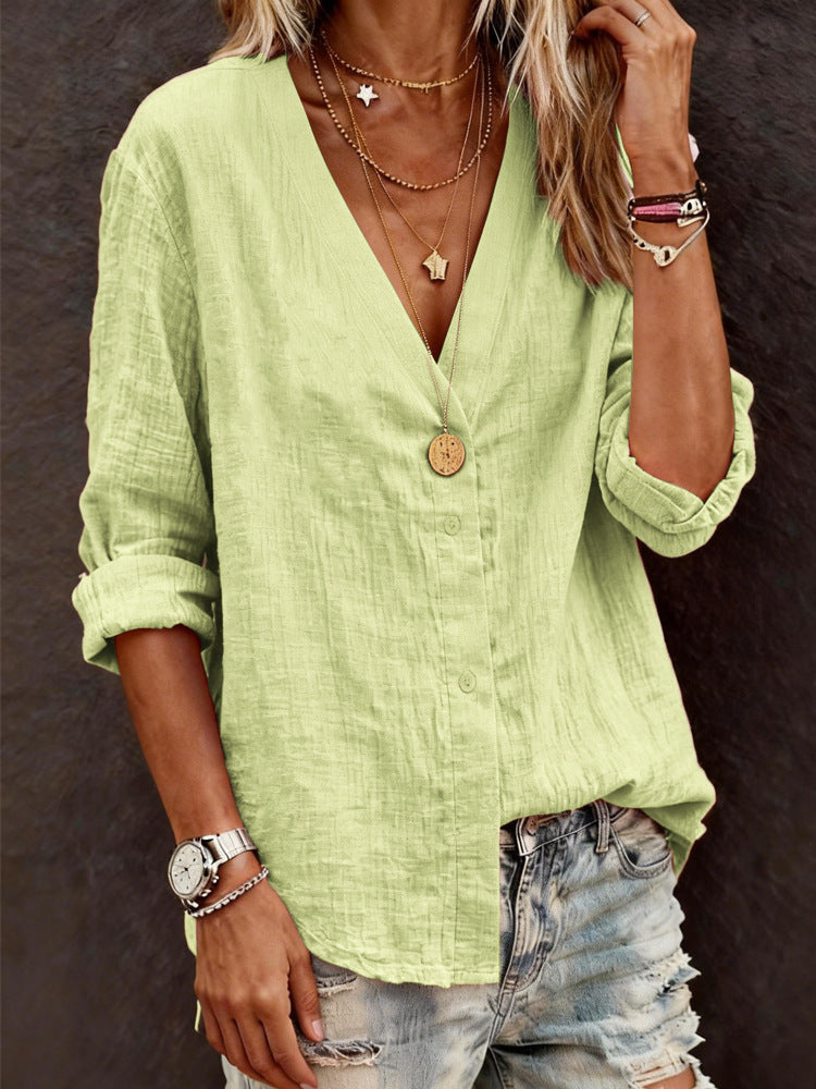 Damen Leichte V-Ausschnitt Bluse aus atmungsaktivem Material R&B