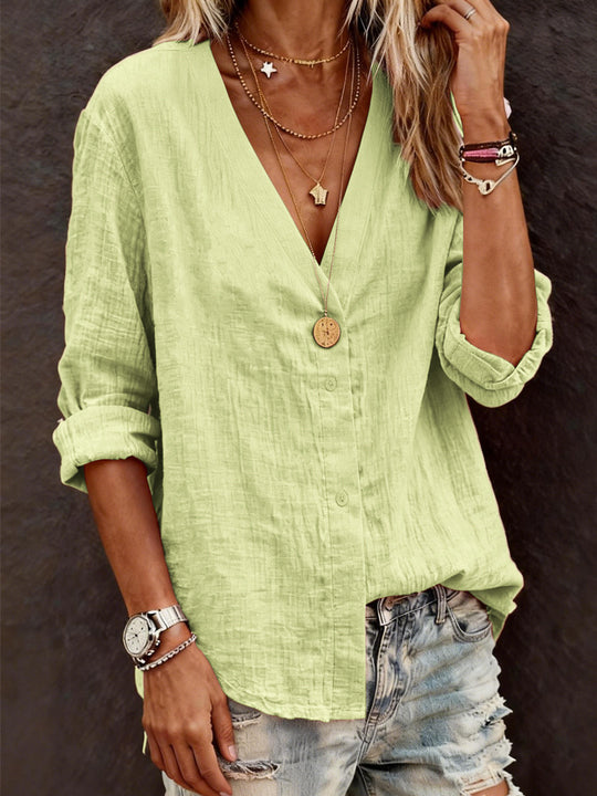 Damen Leichte V-Ausschnitt Bluse aus atmungsaktivem Material R&B