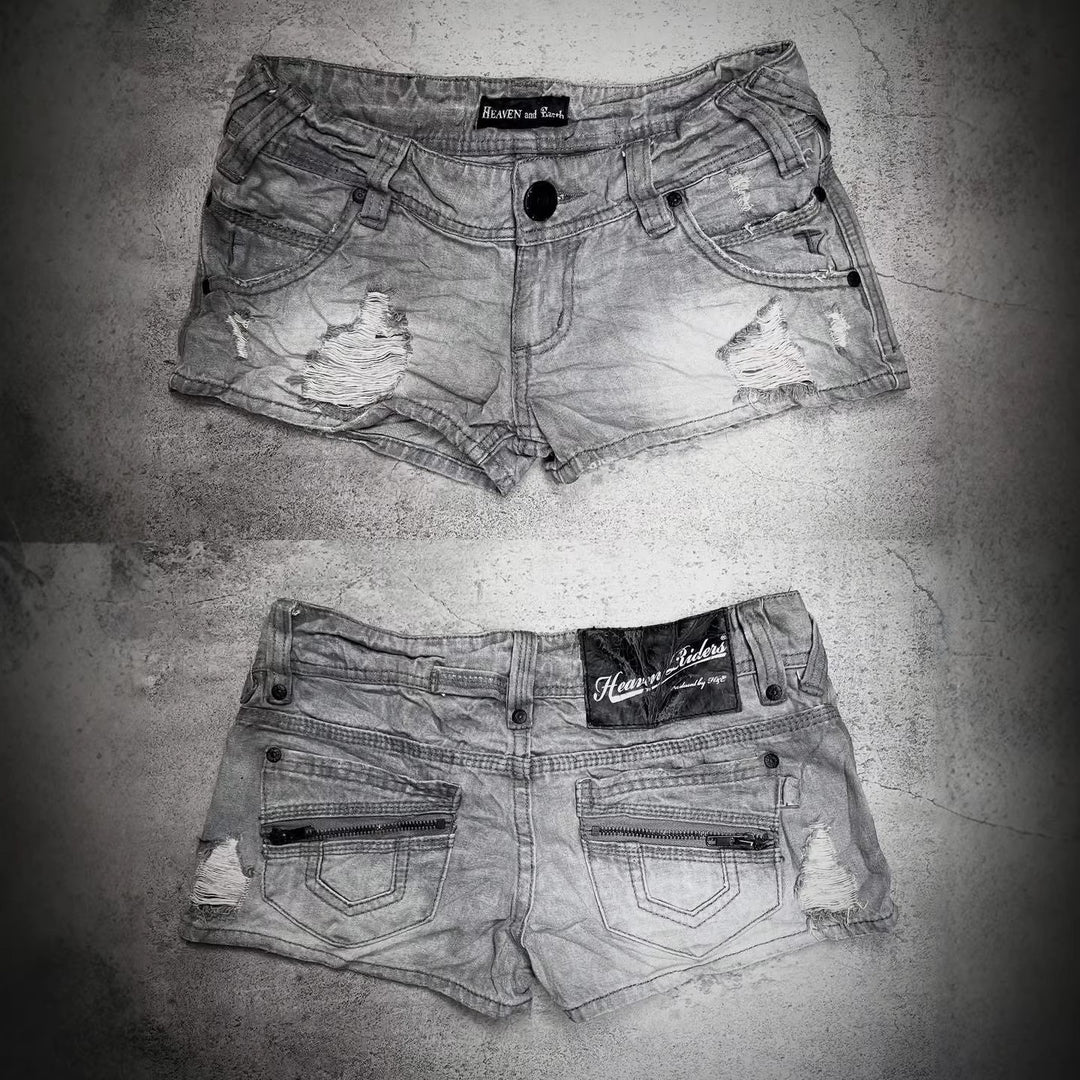 Damen trendy Jeans-Shorts mit distressed Details R&B