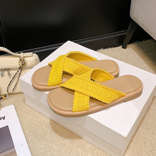 Damen modische Sandalen mit dekorativem Geflecht und komfortablem Fußbett R&B