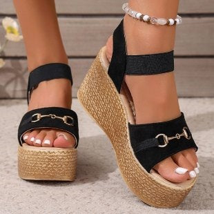 Damen Wedge-Sandalen mit luxuriösen Riemen und rutschfester Sohle R&B
